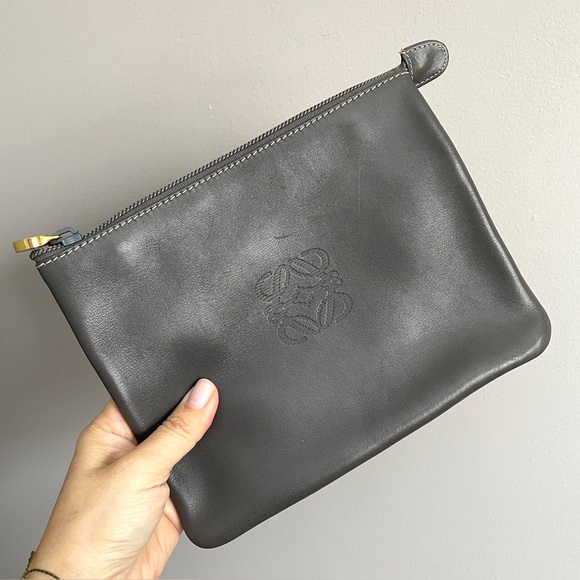 Vintage Loewe Gray Leather Top Handle Purse w/ COA - made in Spain 🇪🇸 - Picture 12 of 16